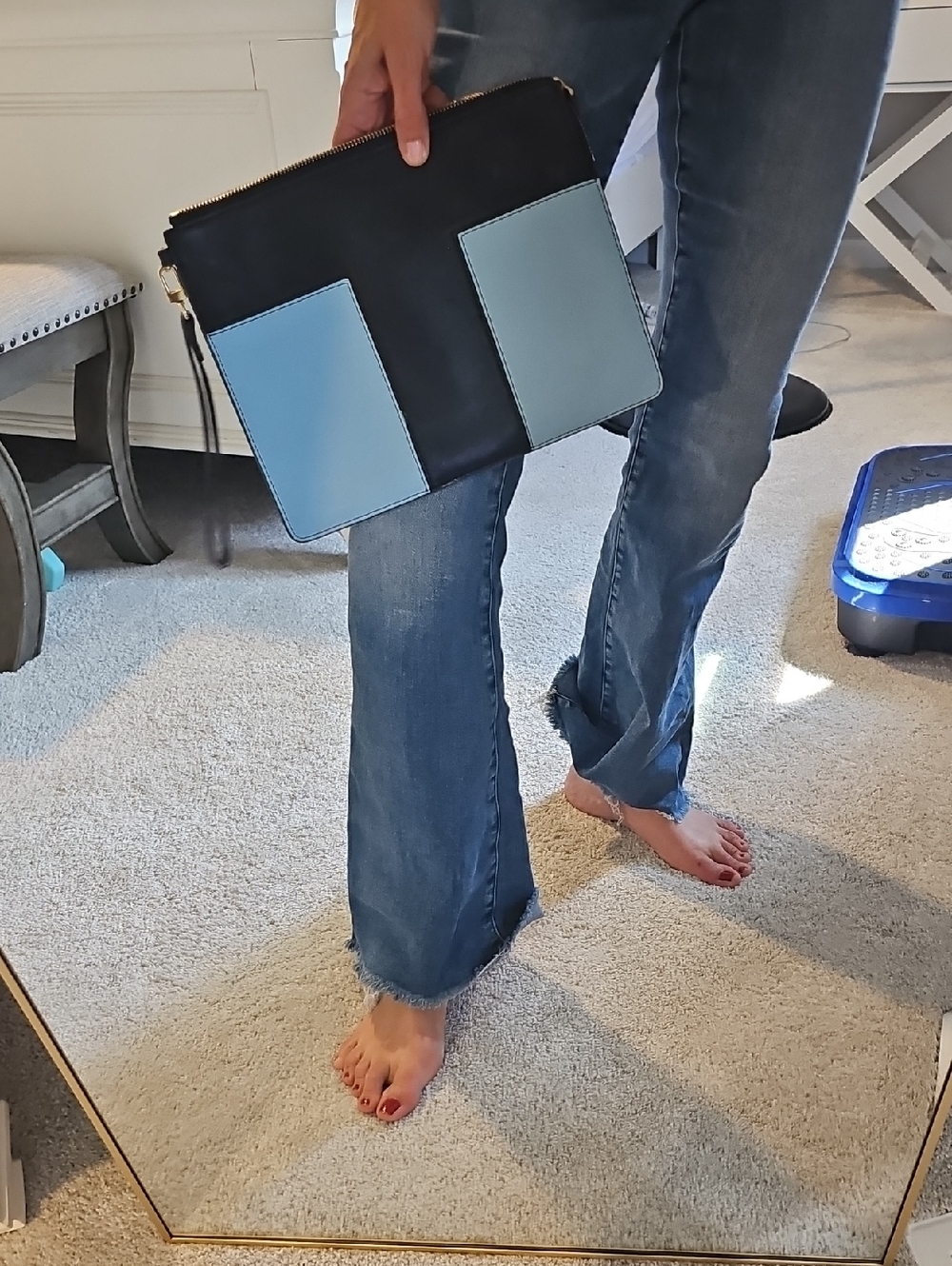 Tory Burch Navy And Sky Blue Wristlet Clutch - Picture 2 of 8